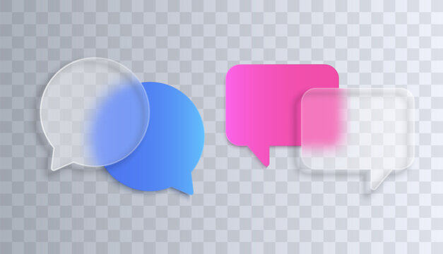 Blue and Pink Speech Bubbles with Frosted Glass Chat Elements