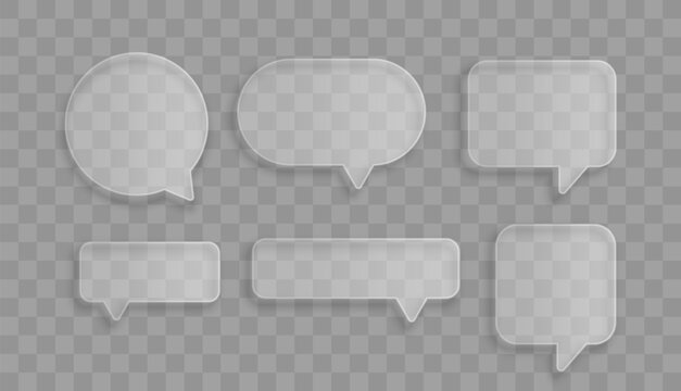 Frosted Glass Speech Bubble Set with Different Shapes