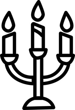 Hand Drawn Halloween Candelabra Doodle Outline, Spooky Candlestick Vector Clipart   