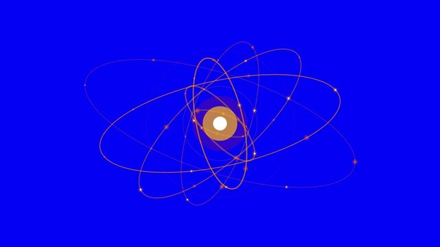 4K Seamless Loop: Quantum Magnetic Field Rings, Abstract Particle Accelerator Energy Core on Blue Screen