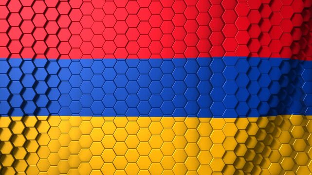 Armenia National Flag 3d Hexagon Wave Geometric Tiles Looping