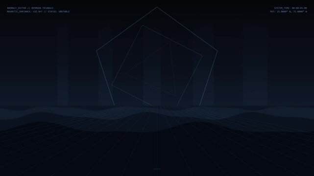 Digital Abstract Display of an Unstable Geometric Anomaly in a Dark Futuristic Environment