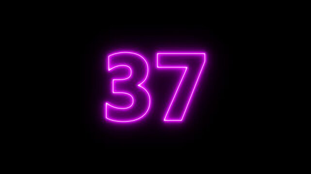 Neon Number 37 Text Animation Loop