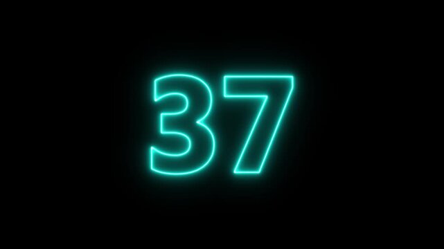 Neon Number 37 Text Animation Loop