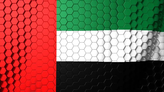 United Arab Emirates Flag Looping 3d Hexagon Wave Background