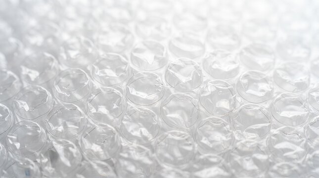 Clear plastic bubble wrap texture background closeup macro view