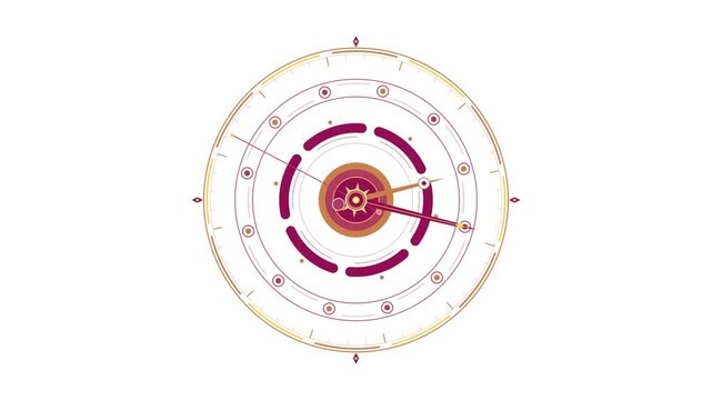 Abstract geometric navigation indicator with rotating gold needles