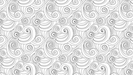 Obraz premium This enchanting pattern features intricate swirling lines in black on a crisp white background, evoking the feeling of flowing waves. Its captivating design adds a timeless elegance to any decor.