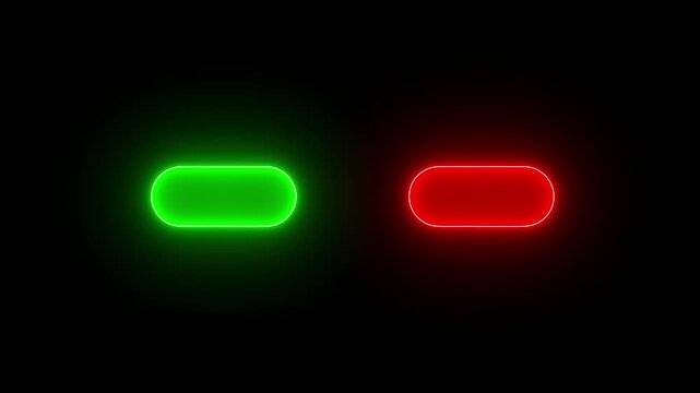 Blank Neon Glowing Option Buttons Animation with Hand Cursor Click on Black Background.