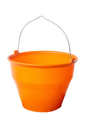 orange plastic bucket isolated on transparent background © Wildaanun