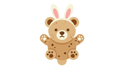 Fototapeta premium Cute cartoon bear with bunny ears on transparent background