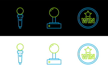 Set line Medal, Joystick for arcade machine and icon. Vector © Oksana