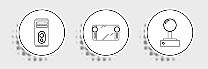 Set line Joystick for arcade machine, Computer and Portable video game console icon. Vector © Oksana