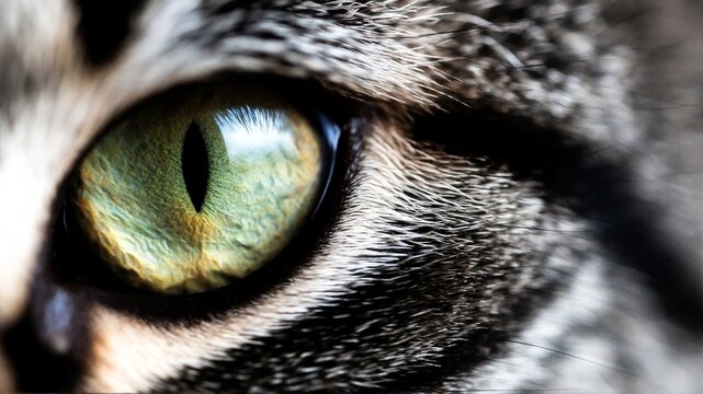 Extreme Close Up of a Green Cat Eye