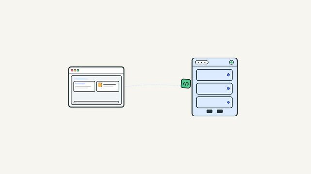 Cartoon API Request and Response Data Processing Animation
