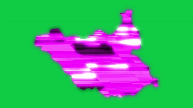 South Sudan purple news headline effect map pop animation green background