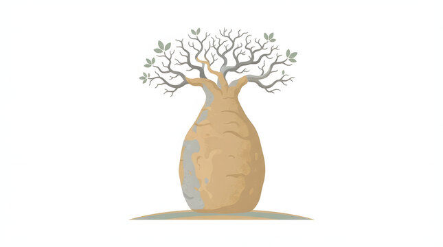 African baobab tree illustration isolated on transparent background