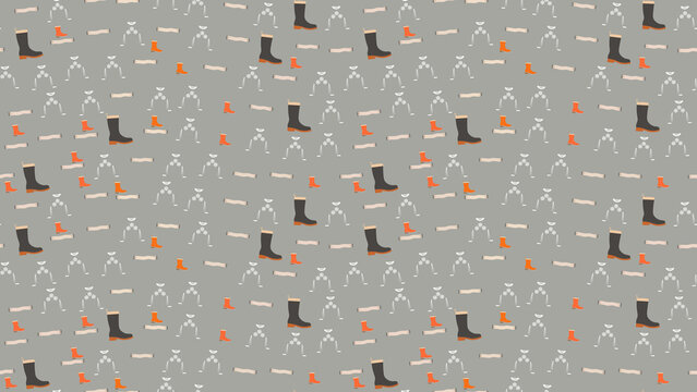 Pattern of Boots and Sweaters with Snowflakes