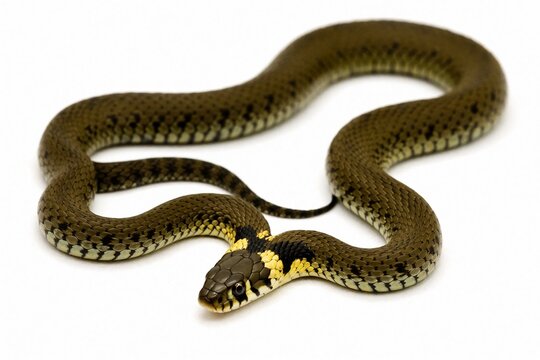 Grass snake isolated on white background