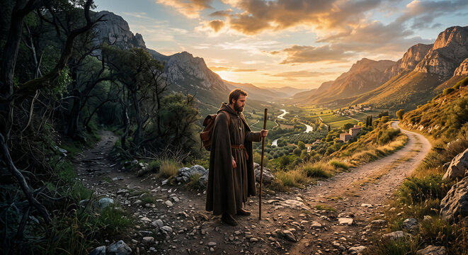 Two paths, the way of wisdom and the way of folly, Proverbs 4 Old Testament wisdom biblical scene, righteous road versus wicked road, religious illustration