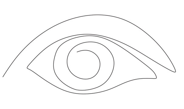 Continuous line drawing of a human eye