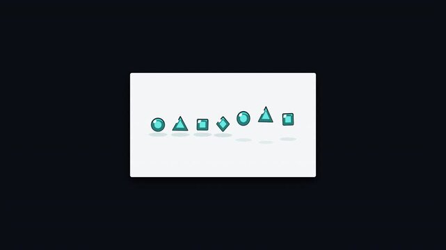 Set of futuristic digital crypto coin icons with geometric shapes on dark background