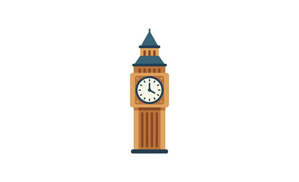 Big ben clock tower a flat vector illustration on a white background