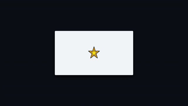 Minimalist white rectangular shape with a central golden star symbol on a dark background concept