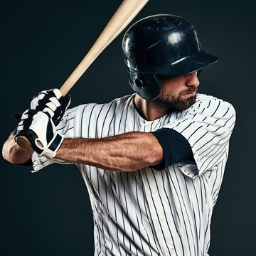 Baseball batter player preparing to hit ball