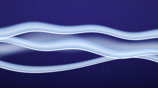 Luminous waves undulate across a dark blue background displaying a flowing motion undulation flow motion ripples