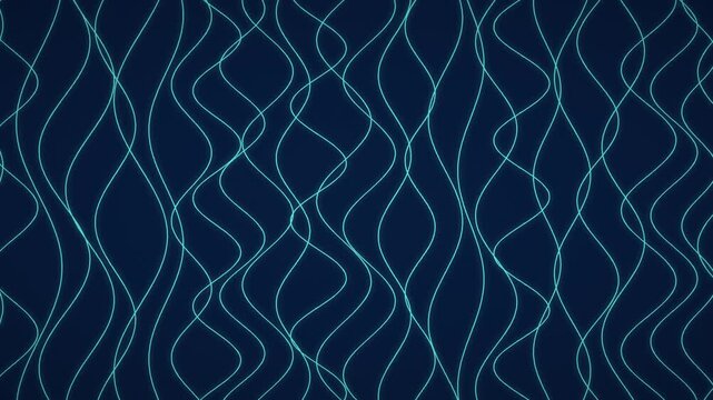 Wavy turquoise lines flow across a dark blue background in a repeating pattern pattern abstract texture
