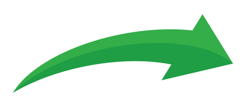 Green arrow vector icon showing direction symbol with flat style design. Jump icon