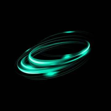 Dynamic teal light trails create a swirling vortex effect on a stark black background mesmerizing and energetic