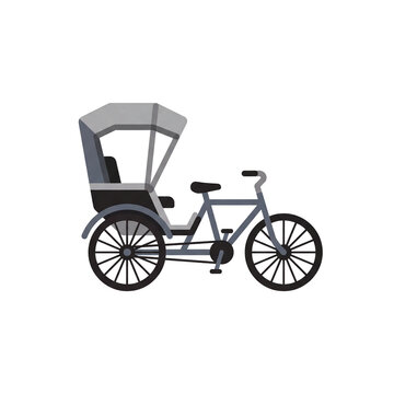 Flat Vector Illustration of Traditional Cycle Rickshaw Transport
