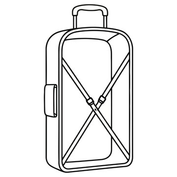 Outline of an open suitcase with straps