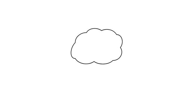 Minimalist Black Line Art Cloud Animation Isolated on White Background