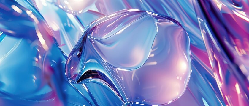Glossy translucent surface with soft lilac and blue gradient light. Abstract holographic texture perfect for modern design, beauty, fashion, or futuristic backgrounds.