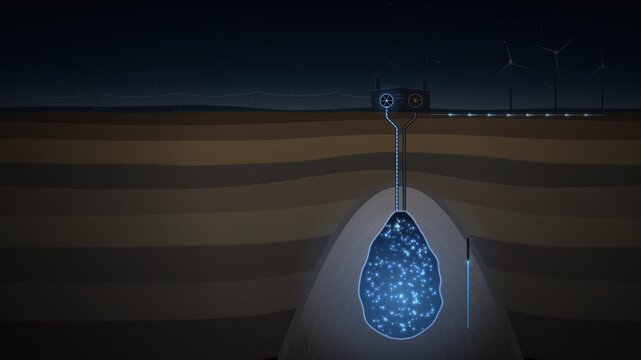 Compressed Air Energy Storage Underground Salt Cavern Cross Section Seamless Loop