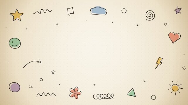 Hand Drawn Doodle Shapes Line Boil Stop Motion Seamless Loop