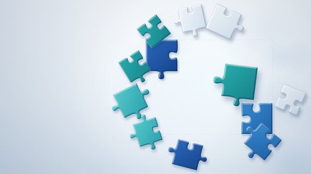 Jigsaw Puzzle Pieces Assembling Teamwork Business Concept Animation