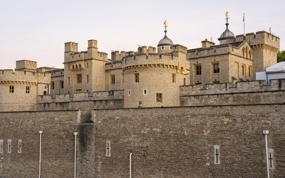 Historic Stone Fortress Castle Walls and Defensive Towers in London