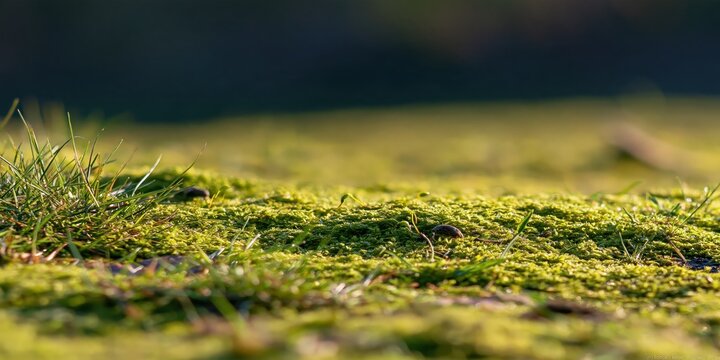 Close-up of moss and grass with blurred background