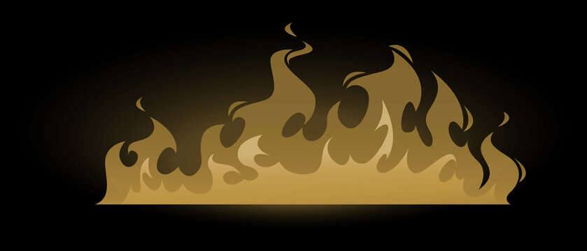 Realistic illustration of a vibrant and intense fire with glowing embers against a dark background