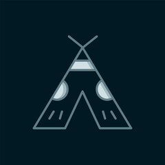 Line Traditional indian teepee or wigwam icon isolated on black background. Indian tent. Flat filled outline style with shadow. Vector © Kostiantyn