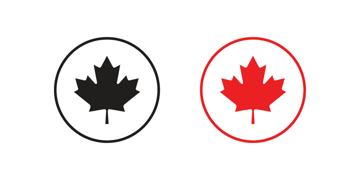 Canadian maple leaf icons black and red for national symbols.