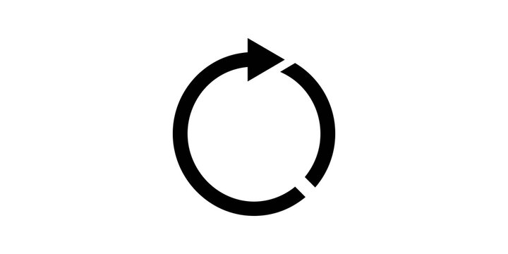 Circular refresh arrow symbol on gray background for web.