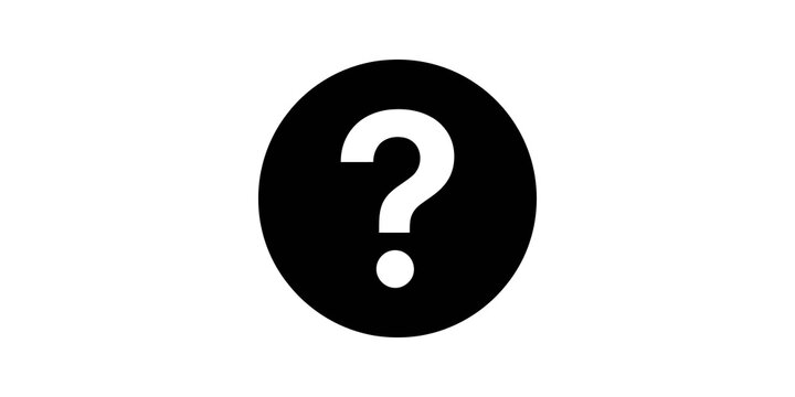 Black question mark symbol inside circle for information flat icon.