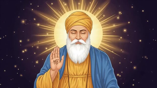 Guru Nanak Dev Ji Blessing Motion Graphic Background
