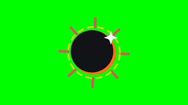 Solar eclipse icons grid animation on green screen background