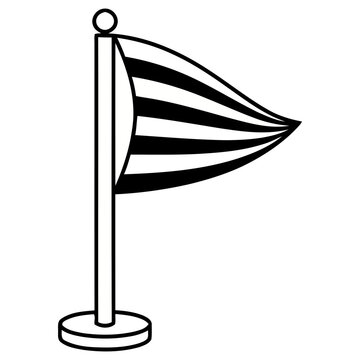 Black and white striped flag on pole